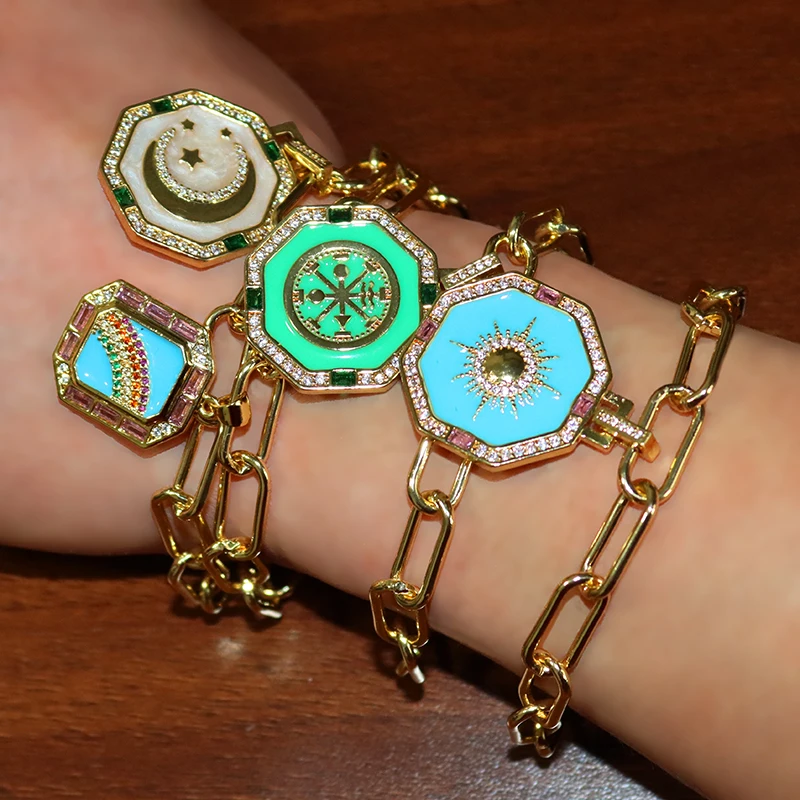 Bohemian Sun Moon Star Hexagon Bracelet for Man Rainbow Geometric Bracelet Bijoux Vintage Jewellery Turkish CZ Stone Bracelet
Bohemian Sun Moon Star Hexagon Bracelet for Man Rainbow Geometric Bracelet Bijoux Vintage Jewellery Turkish CZ Stone Bracelet