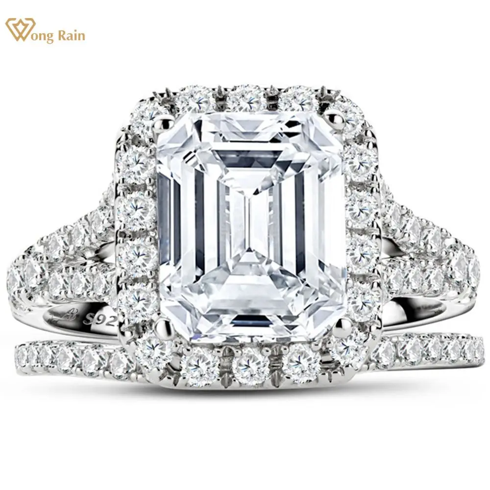 Wong Rain 100% 925 Sterling Silver Emerald Cut Created Moissanite Diamonds Wedding Engagement Classic Luxury Rings Fine Jewelry
Wong Rain 100% 925 Sterling Silver Emerald Cut Created Moissanite Diamonds Wedding Engagement Classic Luxury Rings Fine Jewelry
