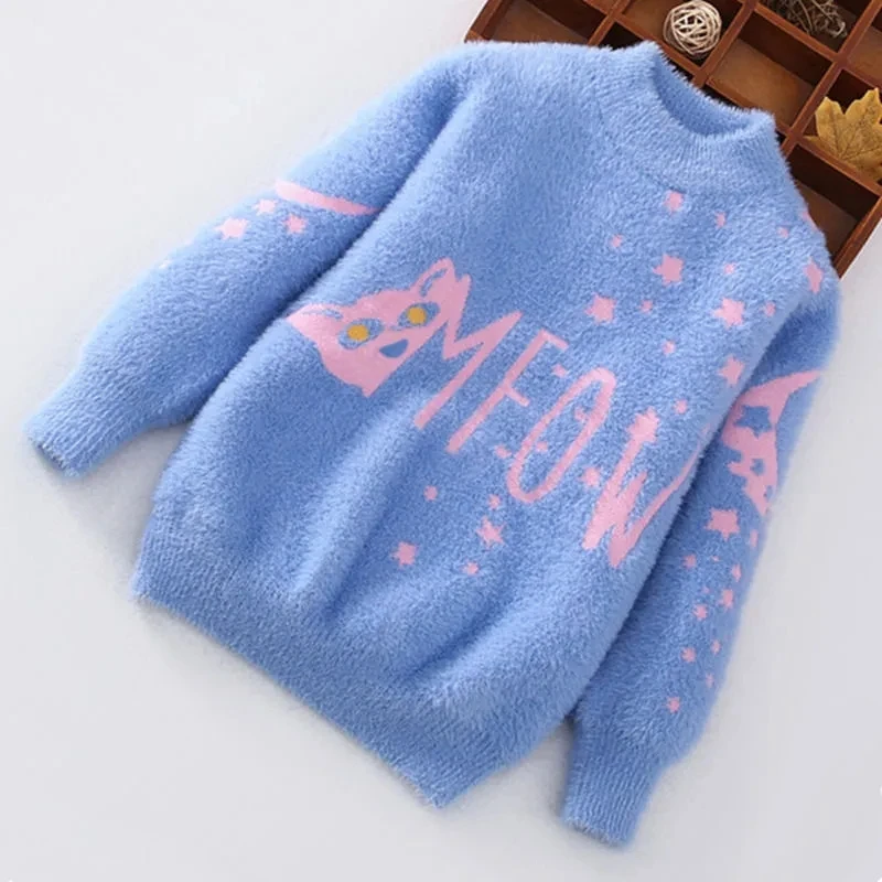 Girls' sweater thickened warm cute Pullover autumn winter new baby kids girls children's foreign style mink cashmere tops P5121
Girls' sweater thickened warm cute Pullover autumn winter new baby kids girls children's foreign style mink cashmere tops P5121