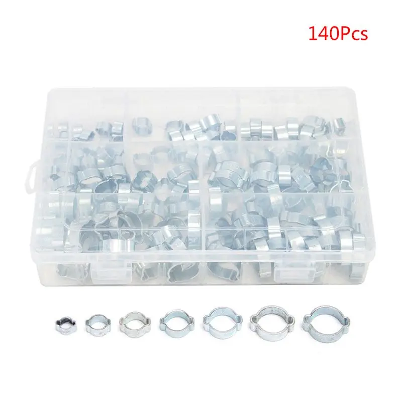140PCS/BOX Stainless Steel Double Ear O Clips Clamps Metal Plated Assortment 94PC
140PCS/BOX Stainless Steel Double Ear O Clips Clamps Metal Plated Assortment 94PC