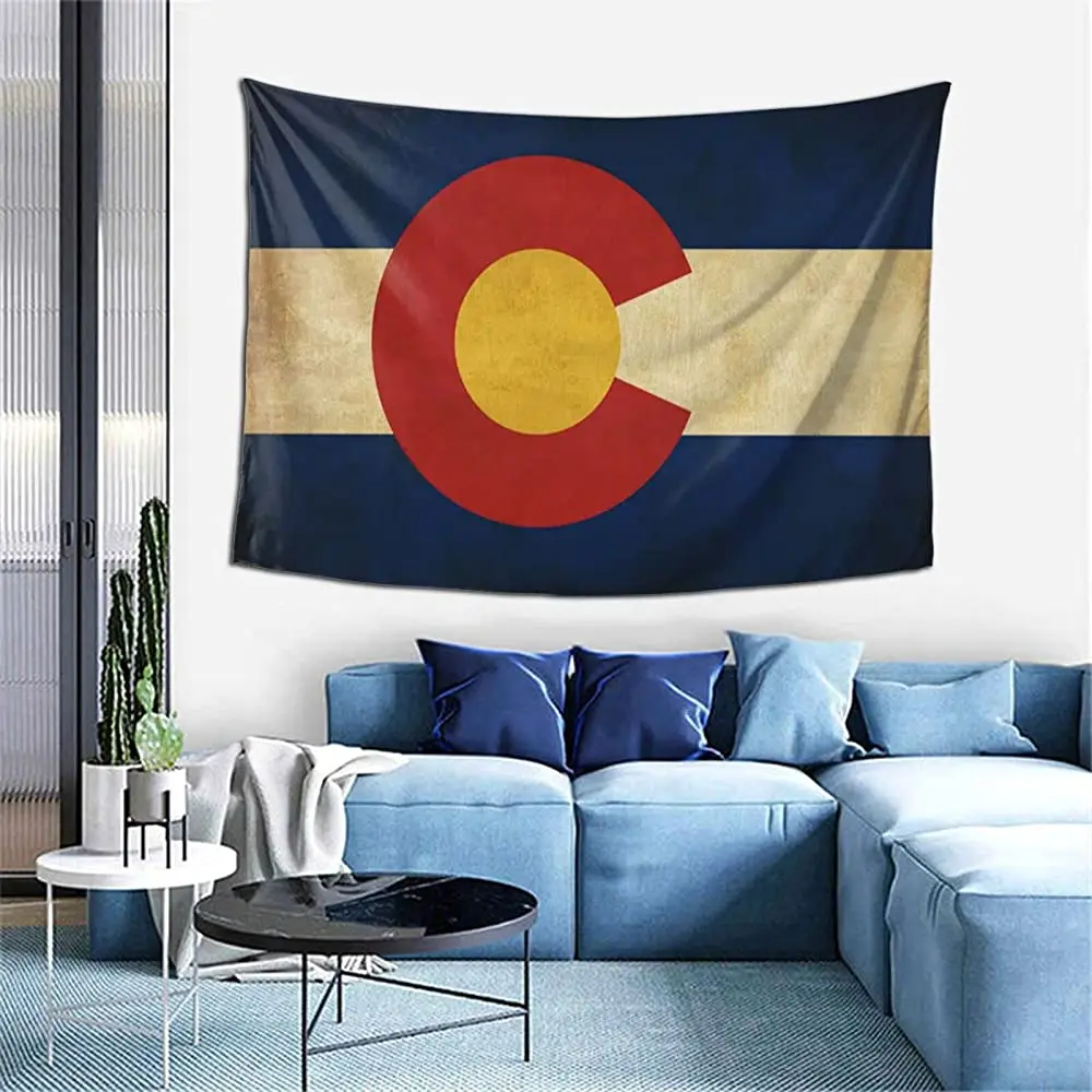 

TonyMetas Vintage Colorado Flag Tapestry,American State Flags Wall Hanging Tapestries Art Blanket For Living Room Bedroom Dorm