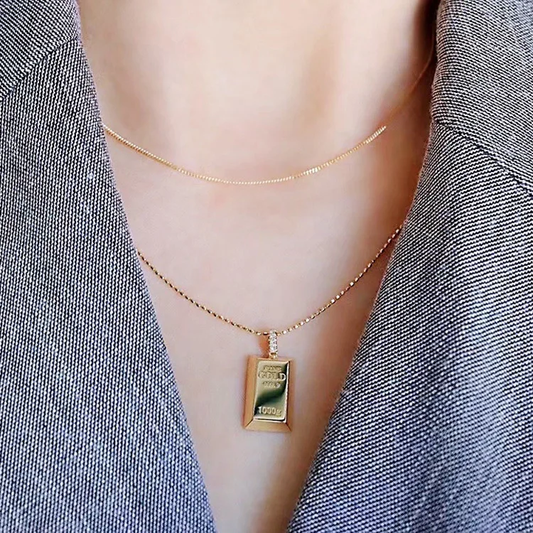 18K Gold Spiritual Rectangle Pair Pendants Necklace For Women Men Party Gifts Fashion Wedding Accessories Egyptian Jewelry