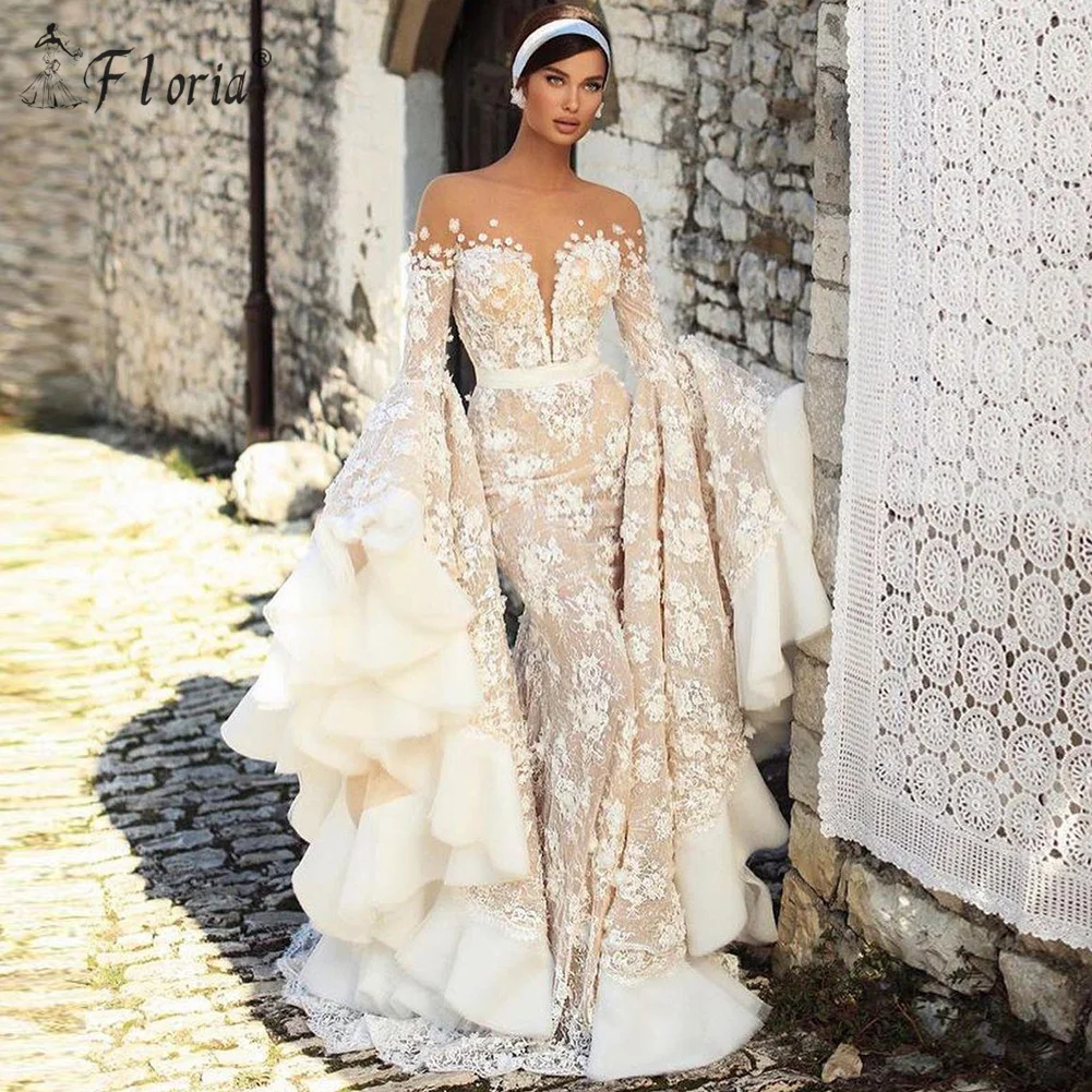 Muslim Luxury Flare Sleeve Ivory Applique Lace Dubai Evening Dresses Elegant Long Train Mermaid Prom Gown 2020 robe de soiree
Muslim Luxury Flare Sleeve Ivory Applique Lace Dubai Evening Dresses Elegant Long Train Mermaid Prom Gown 2020 robe de soiree