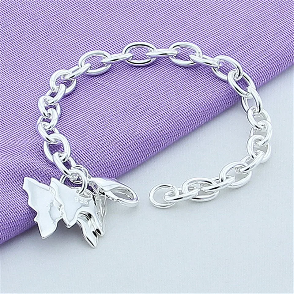 925 Sterling Silver Two Butterfly Pendant Bracelet For Woman Charm Wedding Engagement Fashion Party Jewelry Gift
925 Sterling Silver Two Butterfly Pendant Bracelet For Woman Charm Wedding Engagement Fashion Party Jewelry Gift