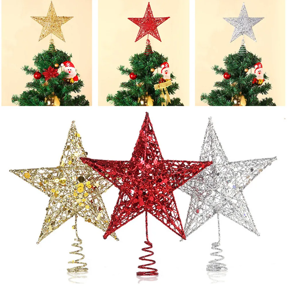 1pcs Glitter Christmas Tree Star Topper Ornaments Pentagram Wrought Iron Christmas Tree Top Decoration Party Xmas Decor Stars
1pcs Glitter Christmas Tree Star Topper Ornaments Pentagram Wrought Iron Christmas Tree Top Decoration Party Xmas Decor Stars