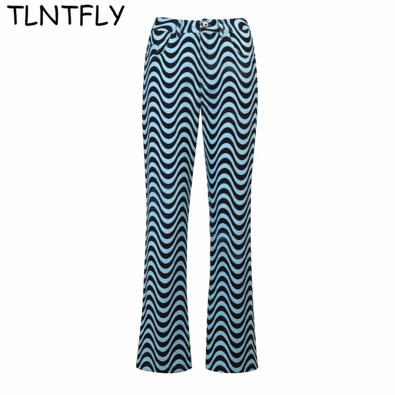 Summer Women's Straight Trousers 2021 Sexy Fashion Streetwear Wave Pattern Casual High Waist Pants Loose And Light Y2k Style 
Summer Women's Straight Trousers 2021 Sexy Fashion Streetwear Wave Pattern Casual High Waist Pants Loose And Light Y2k Style