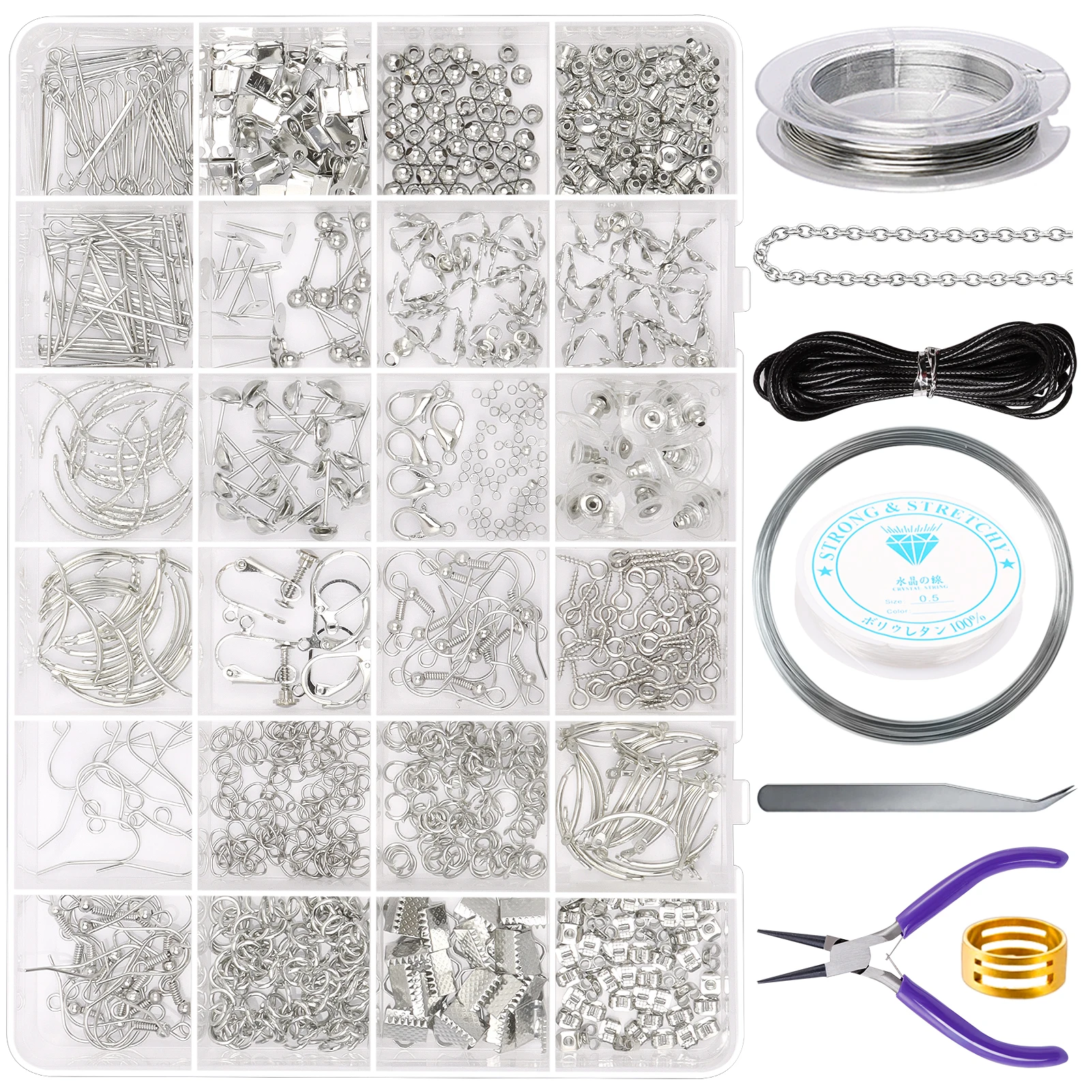 1101pcs Set Jewelry findings Tools Clip Buckle Lobster Clasp Open Jump Rings Earring Hook Wires For Earring Making Supplies
1101pcs Set Jewelry findings Tools Clip Buckle Lobster Clasp Open Jump Rings Earring Hook Wires For Earring Making Supplies