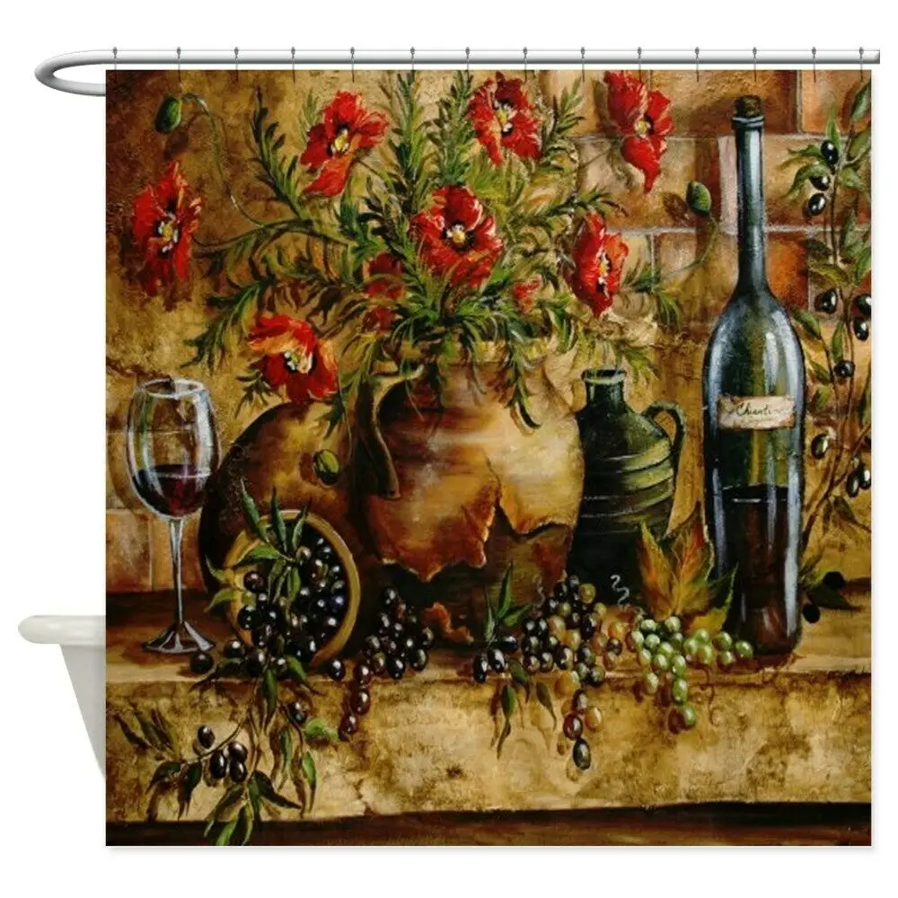 Unique Vino Di Italia Decorative Fabric Shower Curtain 
Unique Vino Di Italia Decorative Fabric Shower Curtain