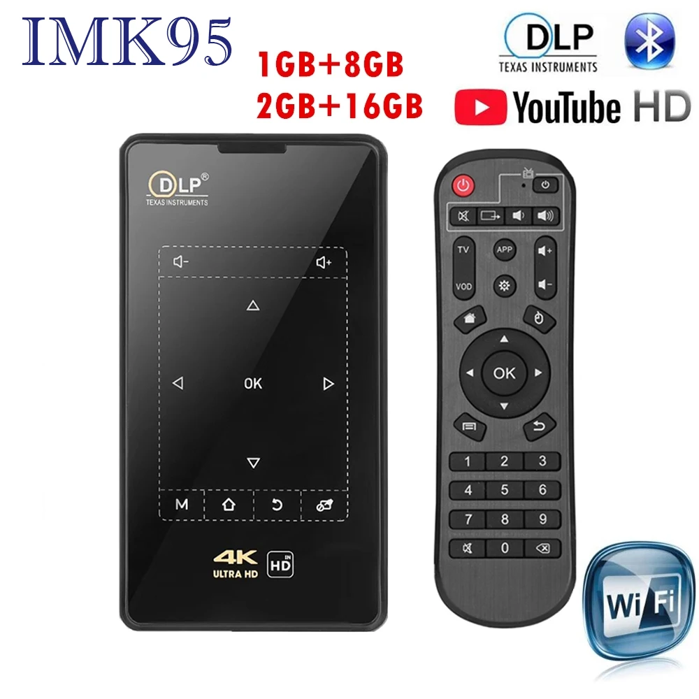IMK95 Mini 4K DLP X2 Handheld Projector Android7.1 Wifi bluetooth4.1 Pico Pocket Proyector HD Portable Miracast Airplay Projecor
IMK95 Mini 4K DLP X2 Handheld Projector Android7.1 Wifi bluetooth4.1 Pico Pocket Proyector HD Portable Miracast Airplay Projecor