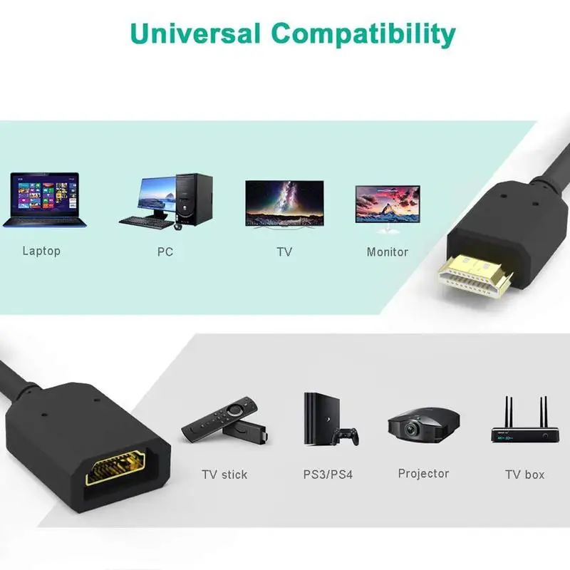 Новый совместимый Удлинительный кабель штырь-гнездо 15 см версия 2 0 4K HD для