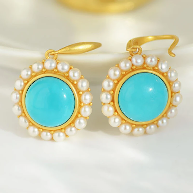 Серебряные инкрустированные серьги из натуральной руды голубой бирюзы очаровательные жемчужные нишевые дизайнерские Элегантные романтич...
Серебряные инкрустированные серьги из натуральной руды голубой бирюзы очаровательные жемчужные нишевые дизайнерские Элегантные романтич...