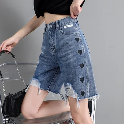 Torn women's summer denim shorts high waist loose thin embroidered straight tube trousers 2021 women jeans
Torn women's summer denim shorts high waist loose thin embroidered straight tube trousers 2021 women jeans