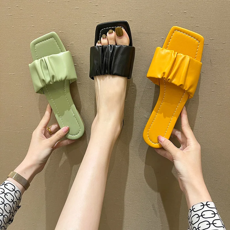 Flat-heel Slippers Women's New Style Summer Outer Wear Shoes Comfortable Fold Sandals Square Head Fairy Style One-word Slippers
Flat-heel Slippers Women's New Style Summer Outer Wear Shoes Comfortable Fold Sandals Square Head Fairy Style One-word Slippers