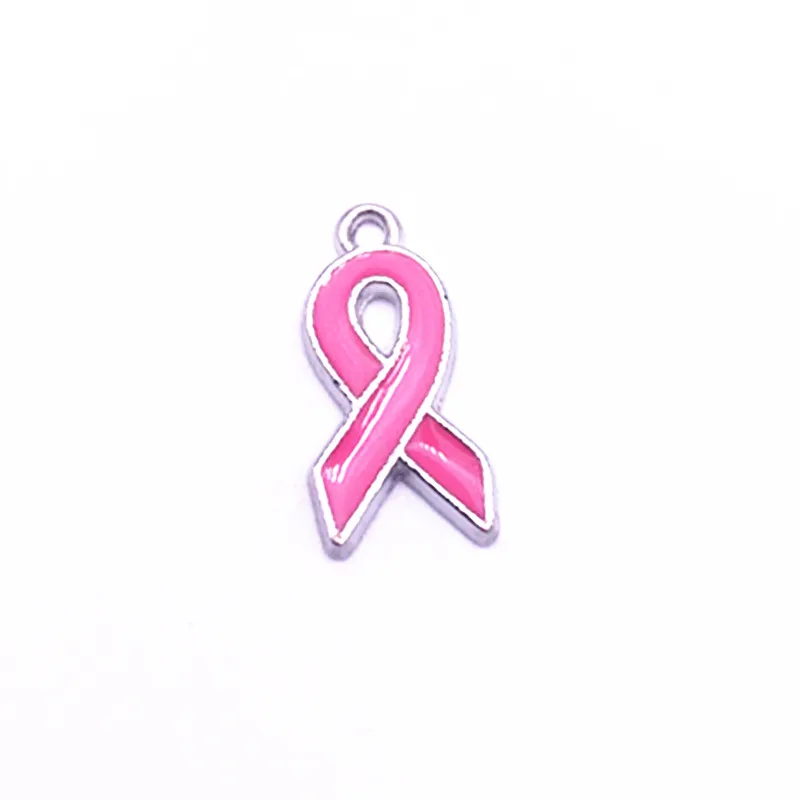 10PCS Pink Enamel Ribbon Tie Pendant Breast Cancer Awareness Dangle Charms For Women Necklace Bracelets DIY Accessories Jewelry | Украшения