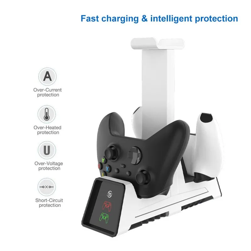 Clear LED Indicator Charging Dock For PS5 Controller Charging Base For Xbox Gamepad Charger Station With Headphone Stand Holder
Clear LED Indicator Charging Dock For PS5 Controller Charging Base For Xbox Gamepad Charger Station With Headphone Stand Holder