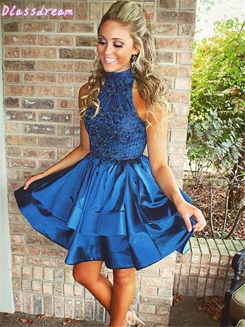 Royal Blue Satin Homecoming Dress Halter Two Layers Sleeveless Mini Skirt Beading Top Cocktail Dress коктейльные платья
Royal Blue Satin Homecoming Dress Halter Two Layers Sleeveless Mini Skirt Beading Top Cocktail Dress коктейльные платья