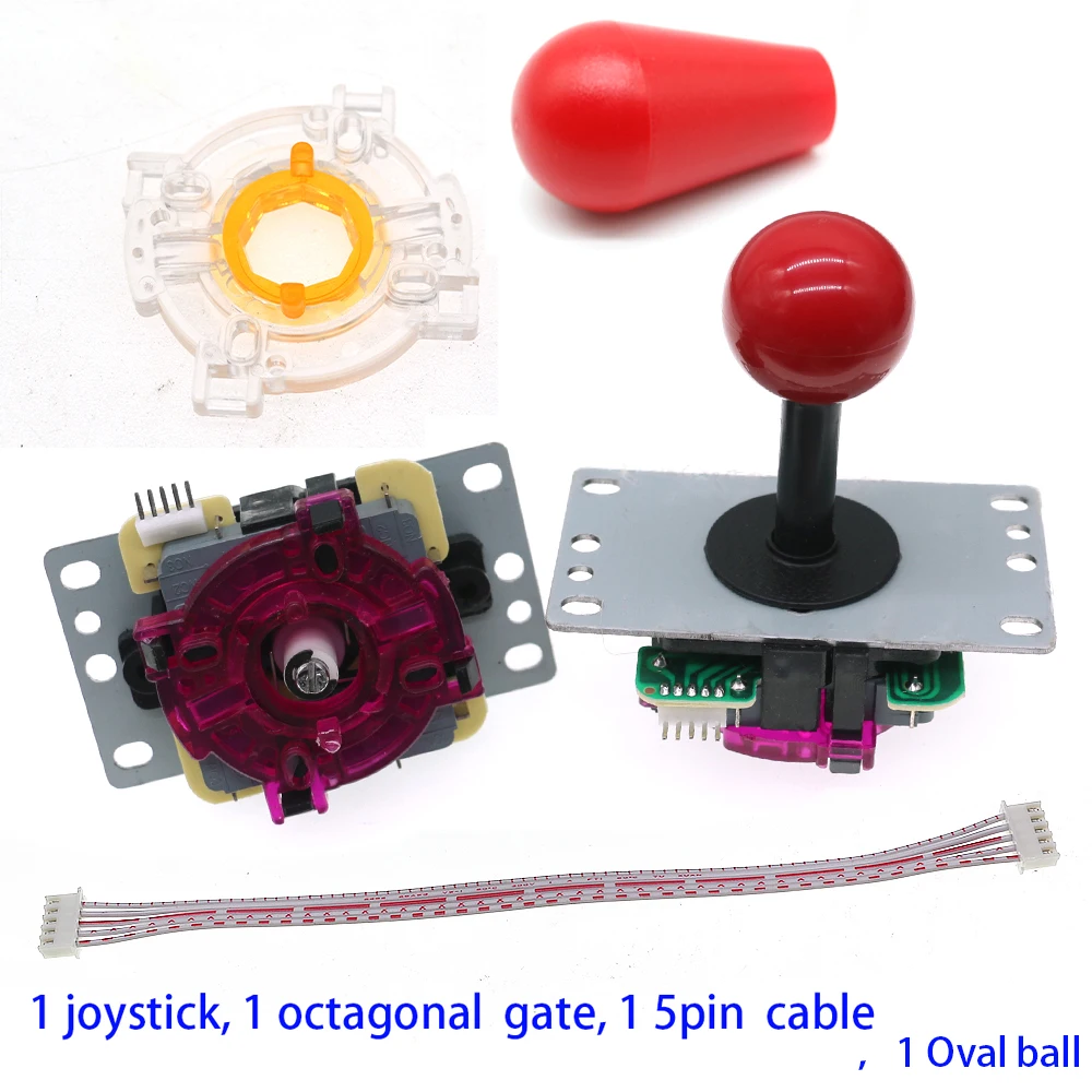 Копия Sanwa аркадный джойстик раньше с планкой и черной крышкой вала, 5-контактный кабель, восьмиугольные ворота, ограничитель 
Копия Sanwa аркадный джойстик раньше с планкой и черной крышкой вала, 5-контактный кабель, восьмиугольные ворота, ограничитель