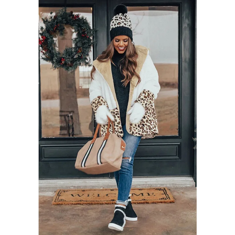 2020 осенне-зимняя женская куртка с отворотом, толстое плюшевое пальто с леопардовым принтом, модная верхняя одежда Wn * 
2020 осенне-зимняя женская куртка с отворотом, толстое плюшевое пальто с леопардовым принтом, модная верхняя одежда Wn *