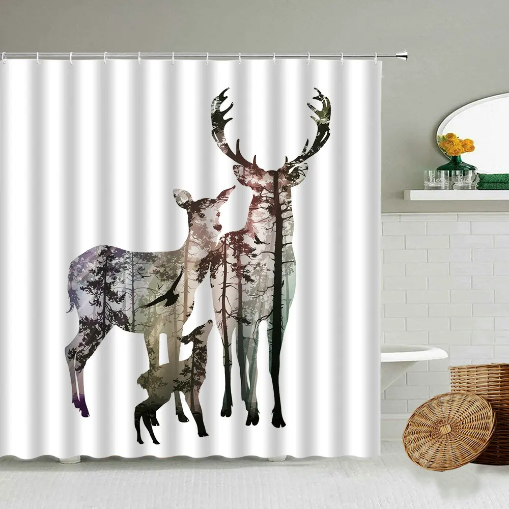 Modern Abstract Elk Forest Animal Pattern Printing Bathroom Waterproof Screen Shower Curtain Nordic Style Bathtub Art Decoration
Modern Abstract Elk Forest Animal Pattern Printing Bathroom Waterproof Screen Shower Curtain Nordic Style Bathtub Art Decoration