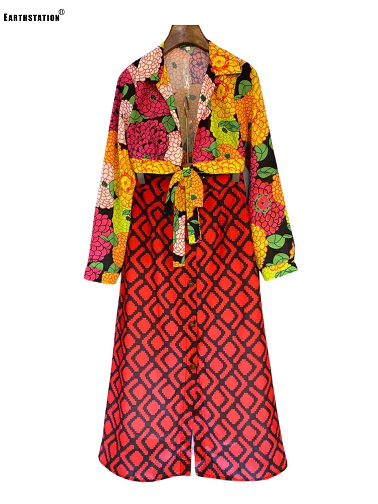 Retro geometric print lapel short shirt two-piece suit ladies spring new style + high waist single-breasted A-line skirt suit
Retro geometric print lapel short shirt two-piece suit ladies spring new style + high waist single-breasted A-line skirt suit