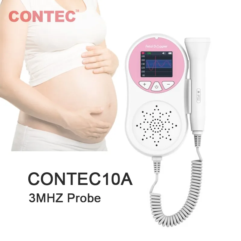 Handheld pocket Fetal doppler 3Mhz CONTEC10A baby heart monitor measurement color screen free shipping
Handheld pocket Fetal doppler 3Mhz CONTEC10A baby heart monitor measurement color screen free shipping