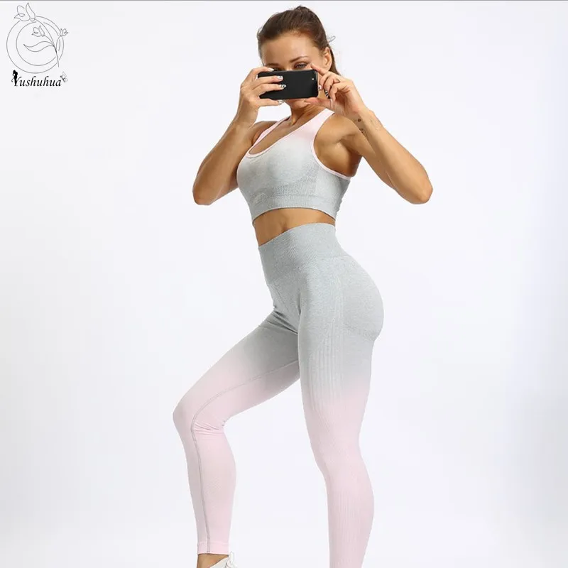 Женский костюм тренажерный зал одежда спортивный бюстгальтер для фитнеса для занятий спортом топ и леггинсы с высокой Йога Комплект с эффе...
Женский костюм тренажерный зал одежда спортивный бюстгальтер для фитнеса для занятий спортом топ и леггинсы с высокой Йога Комплект с эффе...
