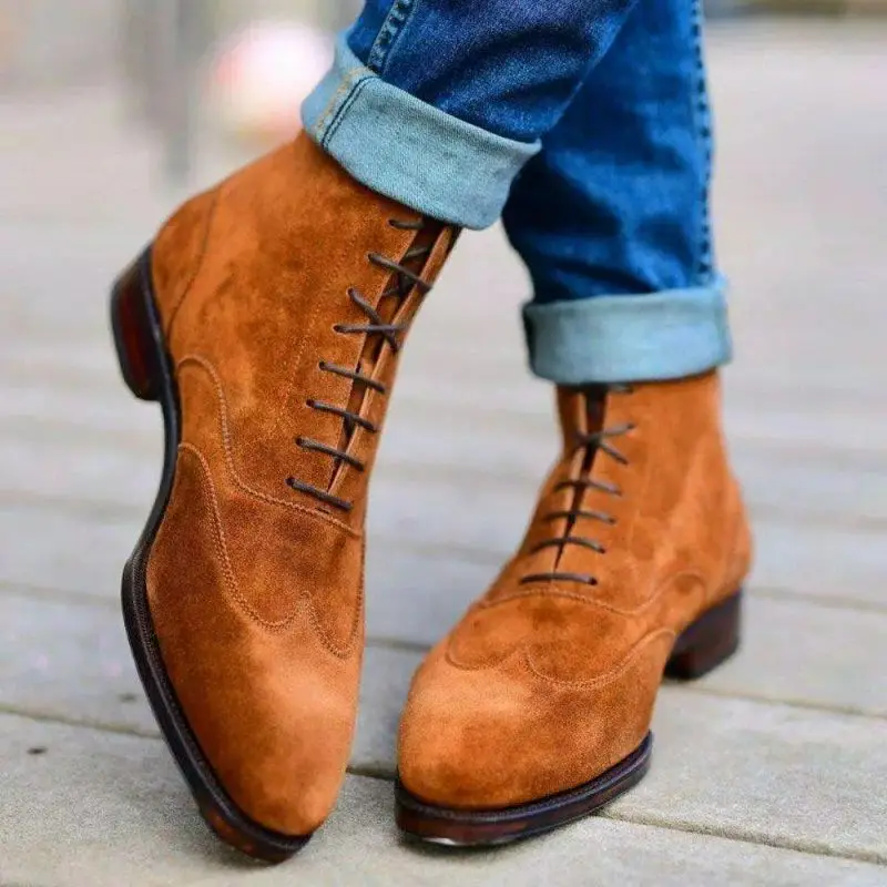 

2021 Autumn and Winter Men's PU Leather Elegant Engraving Lace-up Classic Ankle Men's Casual Fashion Winter Combat Boots XM396