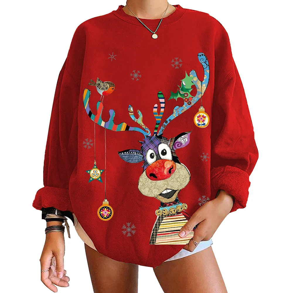 Womens Christmas Elk Printed Long Sleeve Crew Neck Sweatshirt Xmas Pullover Woman Tops Sweatshirts
Womens Christmas Elk Printed Long Sleeve Crew Neck Sweatshirt Xmas Pullover Woman Tops Sweatshirts