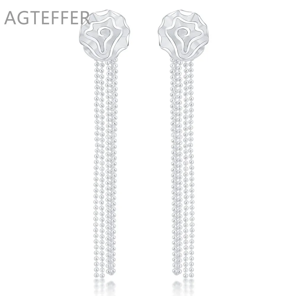 AGTEFFER 925 Sterling Silver Romantic Rose Flower Earrings for Women Fashion Smooth Bead Chain Silver Jewelry
AGTEFFER 925 Sterling Silver Romantic Rose Flower Earrings for Women Fashion Smooth Bead Chain Silver Jewelry