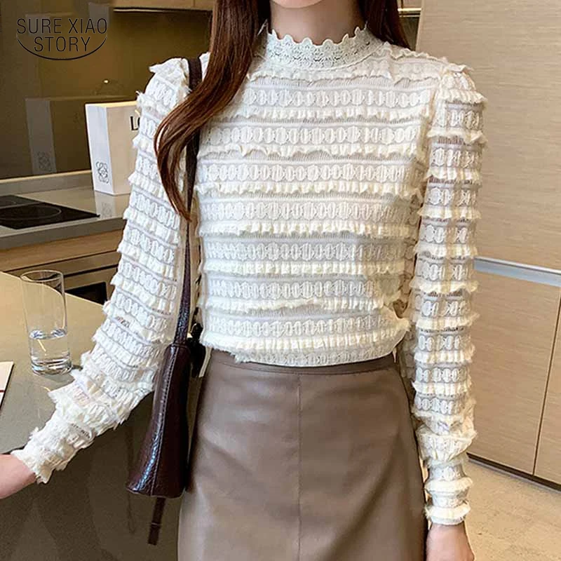 Winter Pleated Lace Blouse New Long Sleeve Women Elegant Woman Top Autumn Korean Stand Collar Ruffle Vintage Shirt Blusas 16581
Winter Pleated Lace Blouse New Long Sleeve Women Elegant Woman Top Autumn Korean Stand Collar Ruffle Vintage Shirt Blusas 16581