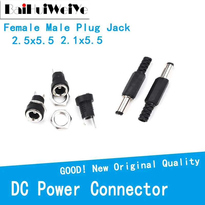10 шт./лот DC022B DC005 разъем питания постоянного тока 2 1x5 5 5x5 Гнездовой Jack + штекер