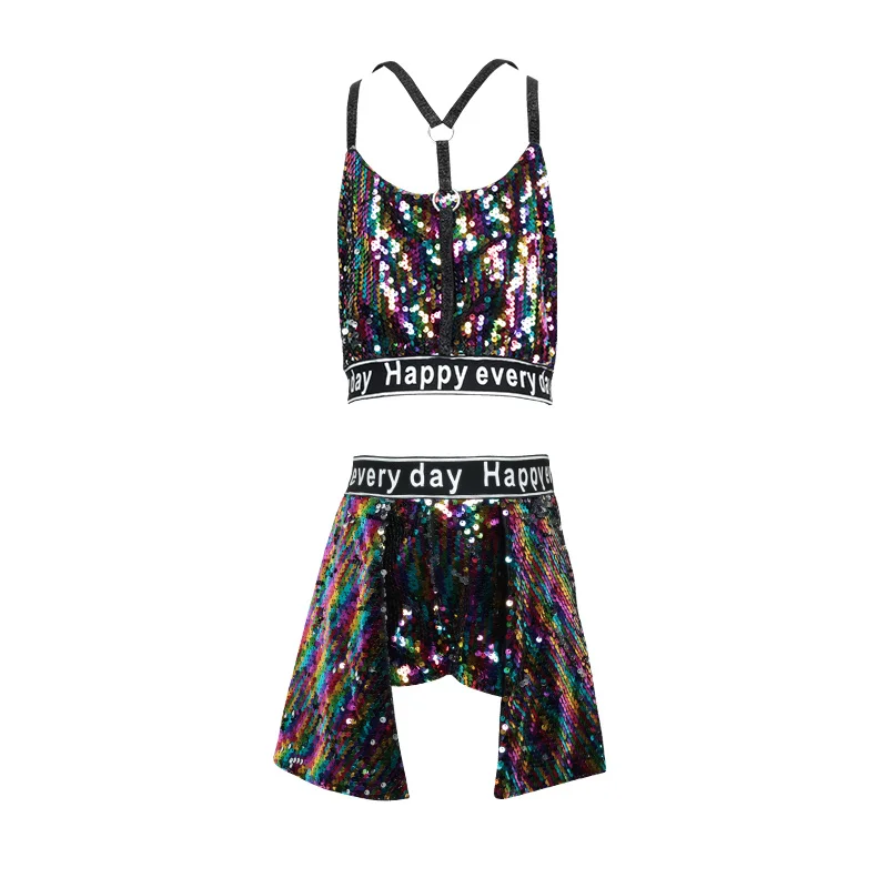 Hip Hop Dance Costumes Girls Colorful Sequin Top Shorts Jazz Performance Clothing Street Dancing Outfit Kids Stage Wear 120-160
Hip Hop Dance Costumes Girls Colorful Sequin Top Shorts Jazz Performance Clothing Street Dancing Outfit Kids Stage Wear 120-160