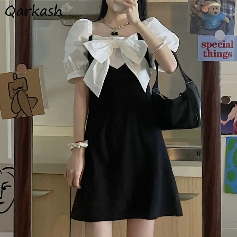 Dress Women Patchwork Bow Japan Style Kawaii Mini Summer Students Sweet Fashion Vestidos Party Design Soft Puff Sleeve Mujer Ins
Dress Women Patchwork Bow Japan Style Kawaii Mini Summer Students Sweet Fashion Vestidos Party Design Soft Puff Sleeve Mujer Ins