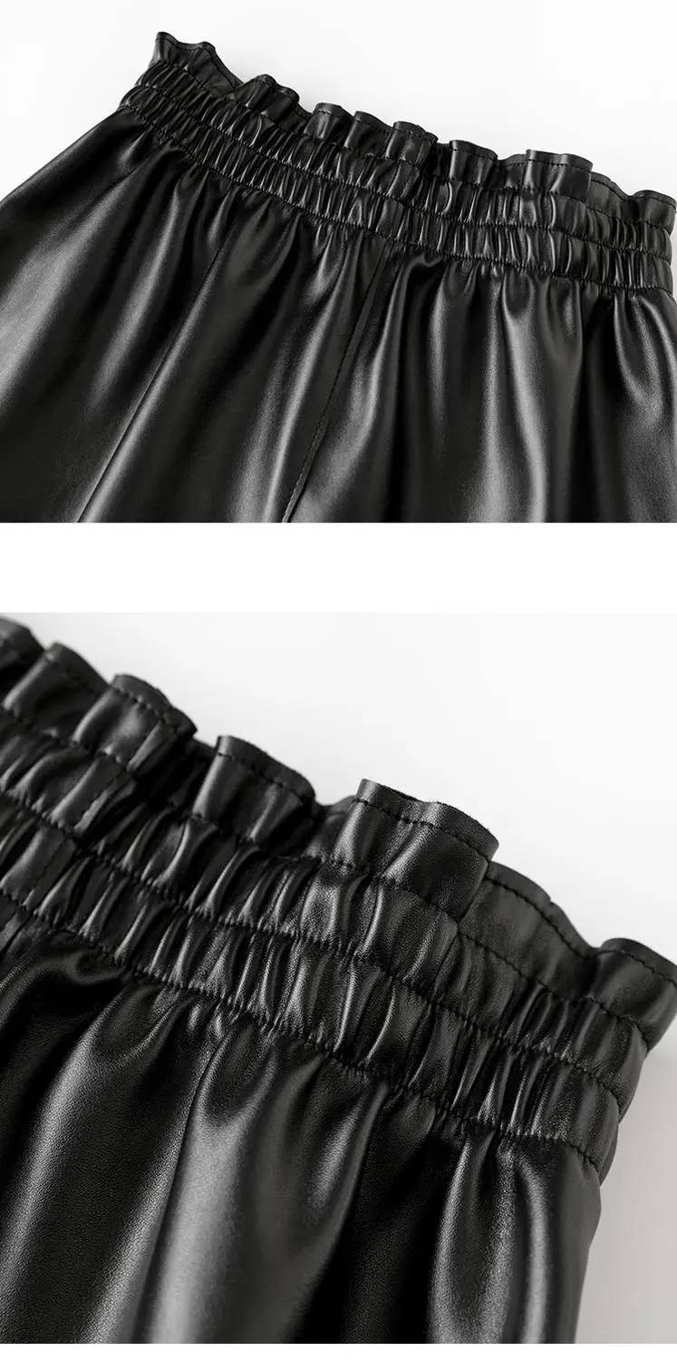 Fashion 2020 Fall winter PU leather shorts skirt Women Streetwear Ruffles Elastic High Waist Faux Leather Shorts Pockets Shorts 
Fashion 2020 Fall winter PU leather shorts skirt Women Streetwear Ruffles Elastic High Waist Faux Leather Shorts Pockets Shorts