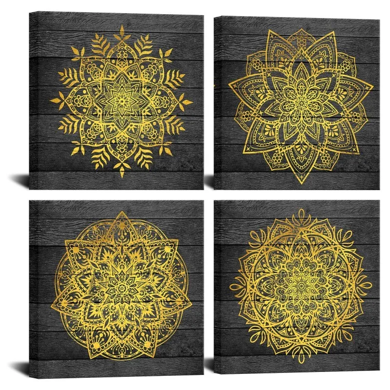 Gold Mandala Flower Posters and Prints Living Room 4 Piece Canvas Print Home Decor Poster Boho Style Room Decoration Pictures
Gold Mandala Flower Posters and Prints Living Room 4 Piece Canvas Print Home Decor Poster Boho Style Room Decoration Pictures