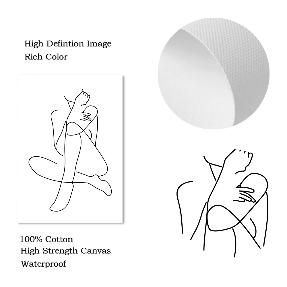 Сексуальный женский боди-арт печать голой обнаженный Холст плакат линия Рисунок