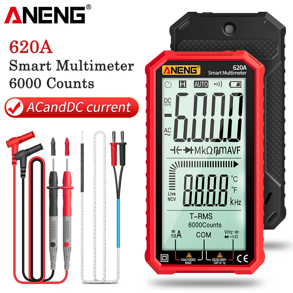 ANENG 620A Smart Digital Multimeter Transistor Testers 6000 Counts True RMS Auto Electrical Capacitance Meter Temp Resistance
ANENG 620A Smart Digital Multimeter Transistor Testers 6000 Counts True RMS Auto Electrical Capacitance Meter Temp Resistance