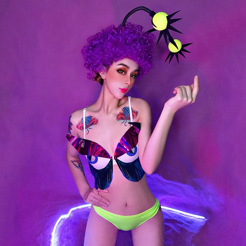 Лидер продаж бикини Drag Queen костюмы для Хэллоуина глаз бюстгальтер ГОГО