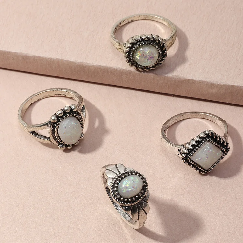4 Pcs/set Vintage Silver-plated Crystal Gemstone Ring Set Women Fashion Luxury Bohemian Finger Rings Set Jewelry Gift for Women
4 Pcs/set Vintage Silver-plated Crystal Gemstone Ring Set Women Fashion Luxury Bohemian Finger Rings Set Jewelry Gift for Women