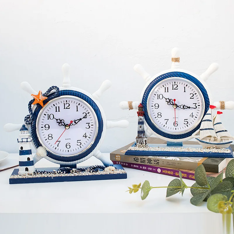 Mediterranean Table Clocks Creative Pirate Ship Helmsman Wood Clock Living Room Bedroom Ocean Decoration Ornaments Handicrafts 
Mediterranean Table Clocks Creative Pirate Ship Helmsman Wood Clock Living Room Bedroom Ocean Decoration Ornaments Handicrafts