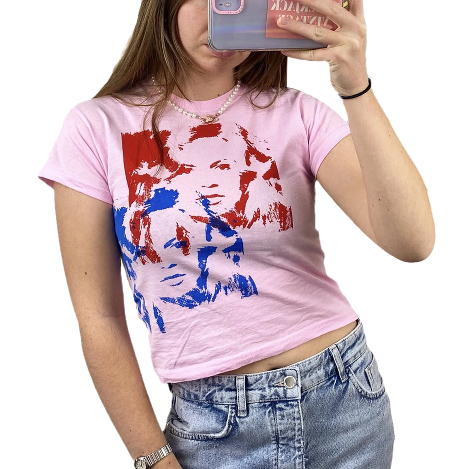 Womens Summer Short Sleeve T-shirt Fashion Portrait Printing Slim Fit Exposed Navel Tops
Womens Summer Short Sleeve T-shirt Fashion Portrait Printing Slim Fit Exposed Navel Tops