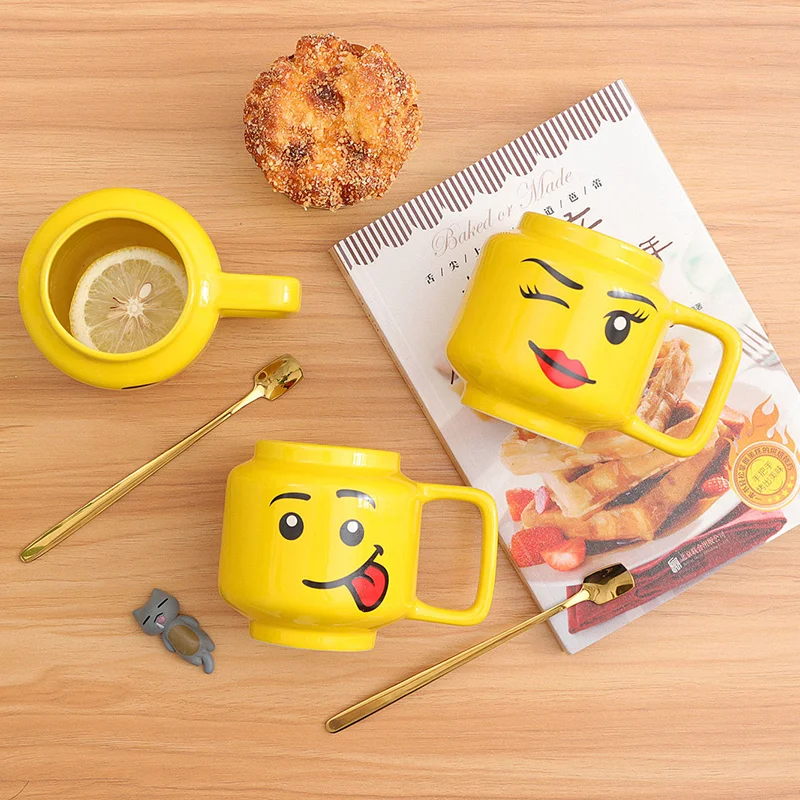 Забавная керамическая кофейная кружка для детей креативная желтая Кружка со