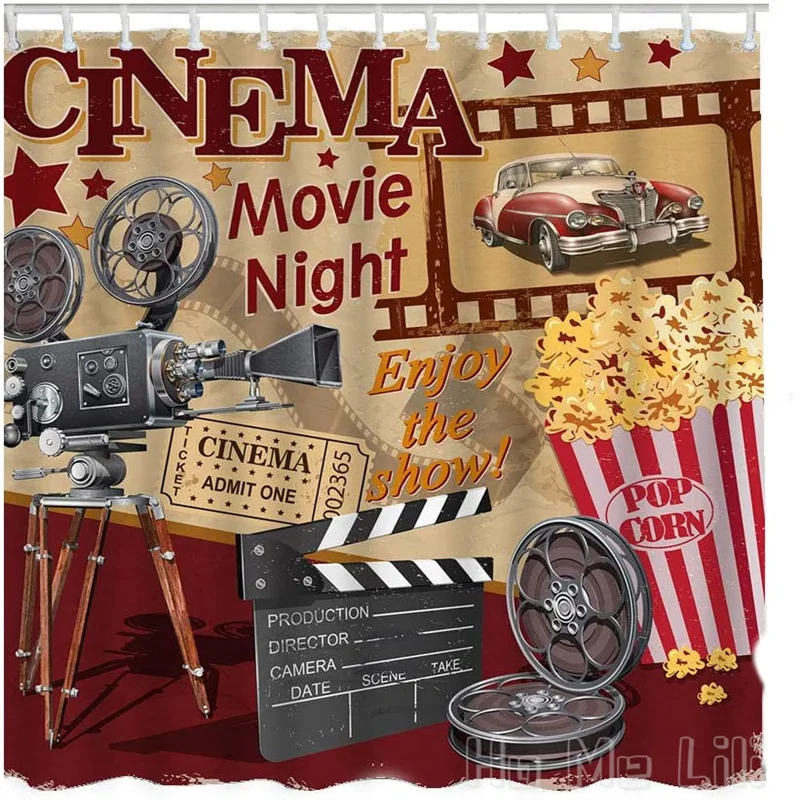 Cinema Shower Curtain By Ho Me Lili With Hooks Retro Poster Film Night Entertainment Leisure Vintage Studio Corn For Bathrooms
Cinema Shower Curtain By Ho Me Lili With Hooks Retro Poster Film Night Entertainment Leisure Vintage Studio Corn For Bathrooms