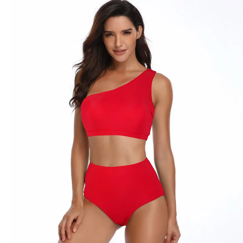 One Shoulder Swimsuit Women 2020 New Plus Size Swimwear Separate High Waist Bikini Push Up Solid Print Stripe Swimming Suit
One Shoulder Swimsuit Women 2020 New Plus Size Swimwear Separate High Waist Bikini Push Up Solid Print Stripe Swimming Suit