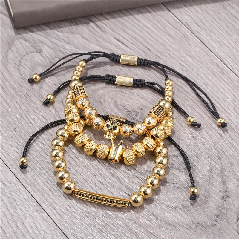 New Luxury Royal Crown Skull Charm Bracelet Unique Design Men Fashion Gold Color Braided Adjustable Bangle Pulseira Bileklik
New Luxury Royal Crown Skull Charm Bracelet Unique Design Men Fashion Gold Color Braided Adjustable Bangle Pulseira Bileklik