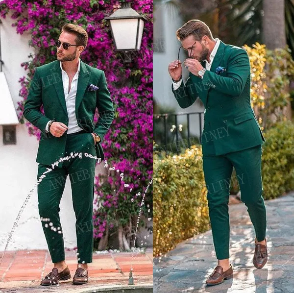 Брюки ANNIEBRITNEY мужские повседневные зеленые для делового костюма приталенные