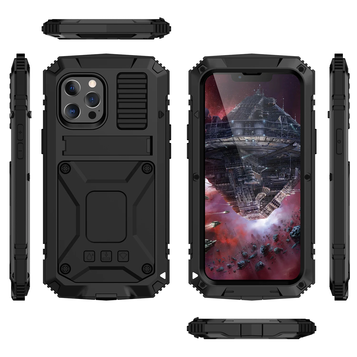 Full-Body Rugged Armor Shockproof Protective Case for iPhone 13 12 Pro Max 11 Pro Max Mini Kickstand Aluminum Metal Cover
Full-Body Rugged Armor Shockproof Protective Case for iPhone 13 12 Pro Max 11 Pro Max Mini Kickstand Aluminum Metal Cover