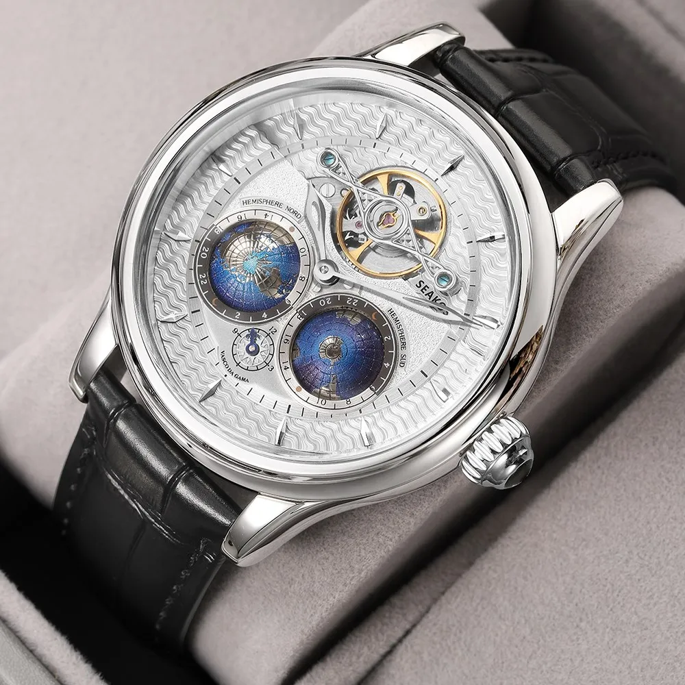 46mm 3D Dual Earth Auto-Rotation Mechanical Watches Mens Top Brand Luxury SEAKOSS Male Wristwatches 50m Waterproof Clock 2021
46mm 3D Dual Earth Auto-Rotation Mechanical Watches Mens Top Brand Luxury SEAKOSS Male Wristwatches 50m Waterproof Clock 2021