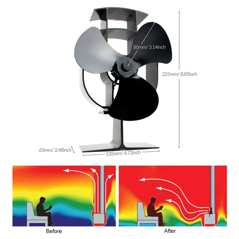 Black Fireplace 3 Blade Heat Powered Stove Fan For Log Wood Burner Fireplace Eco Fan Home Efficient Heat Distribution Fan
Black Fireplace 3 Blade Heat Powered Stove Fan For Log Wood Burner Fireplace Eco Fan Home Efficient Heat Distribution Fan