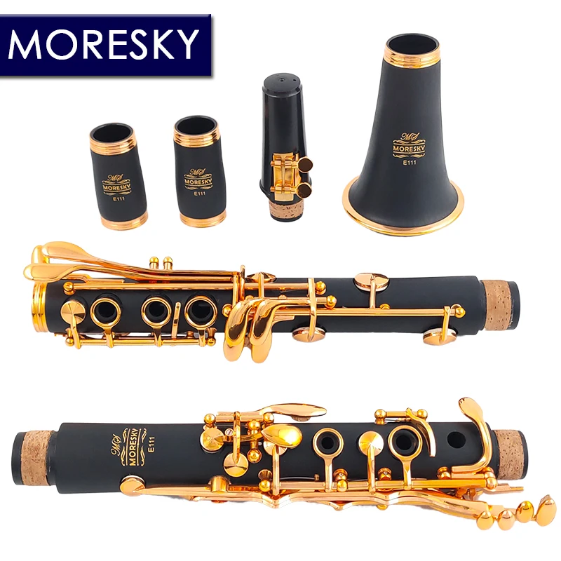 MORESKY Bb кларнет лаковый Золотой 17 клавиш Sib Klarnet черный E111 | Спорт и развлечения